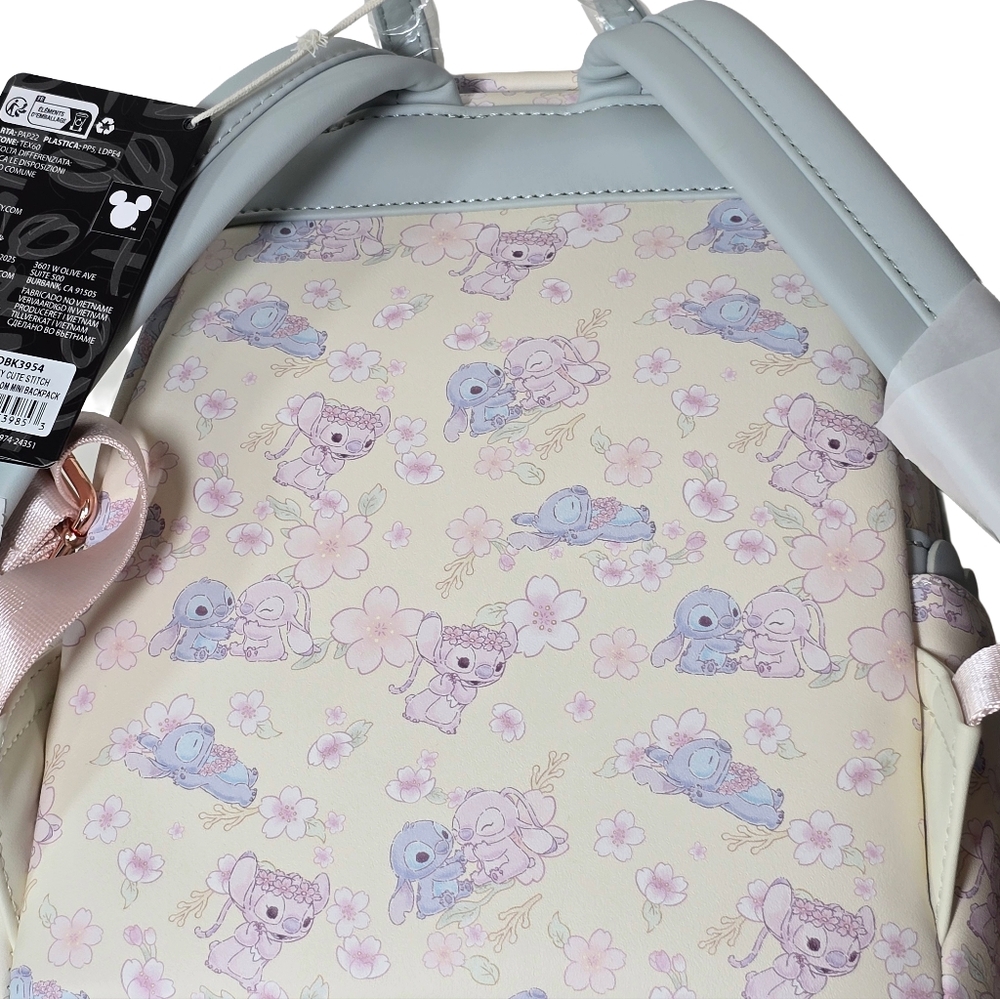 Loungefly Disney Stitch Cherry Blossom Mini Backpack NWT Pastel Floral - Picture 5 of 9